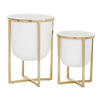 CosmoLiving by Cosmopolitan White Metal Contemporary Planter Set