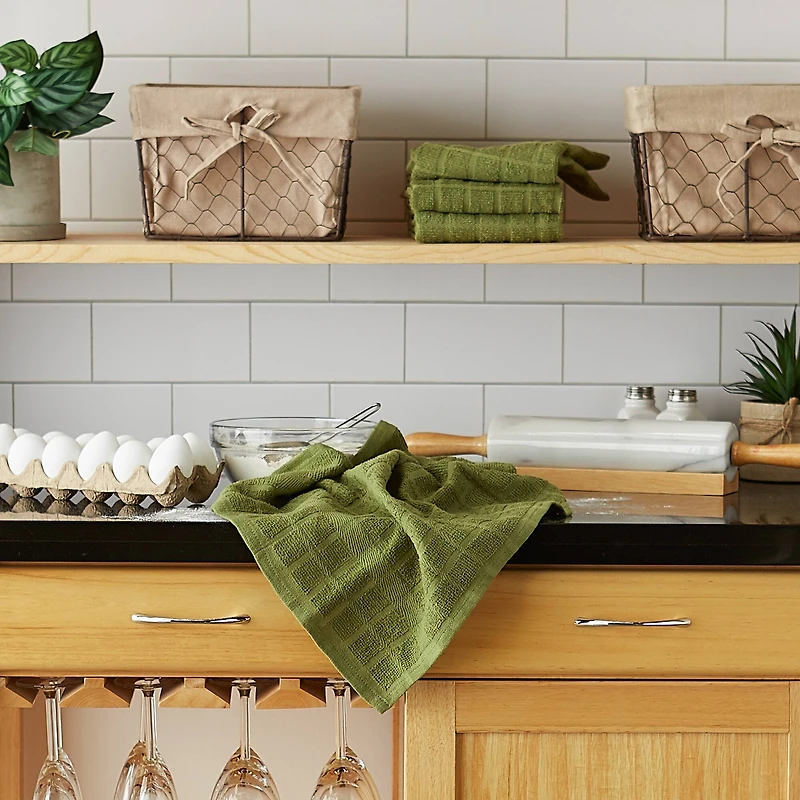 DII® Solid Windowpane Terry Dishtowels