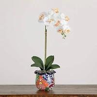 2ft. Artificial Orchid Arrangement in Handmade Mexican Talavera Ceramic Planter