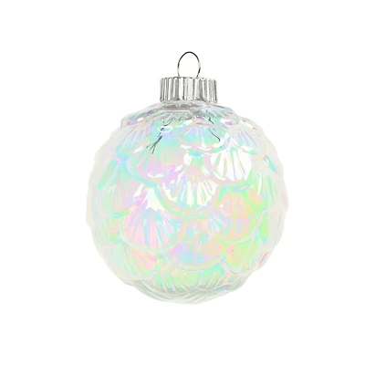 3.25" Iridescent Clear DIY Plastic Scalloped Ball Ornament by Make Market®