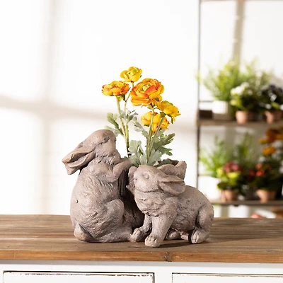 14.5" Faux Stone Garden Rabbit Planter