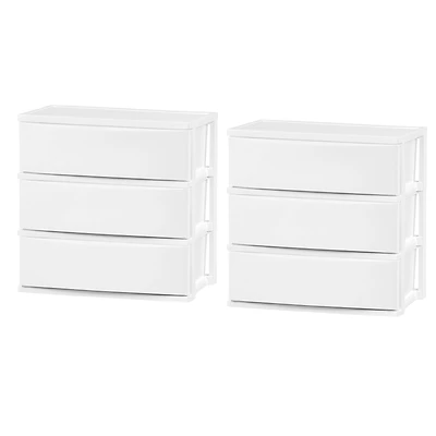 IRIS® 29.5qt. White Wide 3-Drawer Stacking Chests, 2ct.