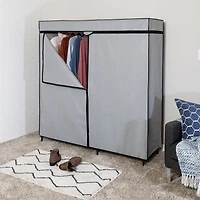 Honey Can Do 60" Gray Wide Double Door Portable Wardrobe Closet