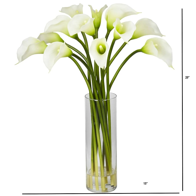 20" Mini Calla Lily Silk Flower Arrangement in Vase