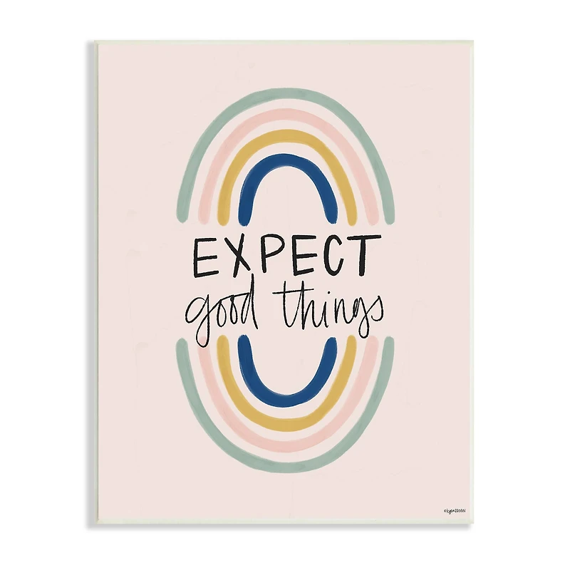 Stupell Industries Expect Good Things Phrase Double Rainbow Reflection Wall Plaque