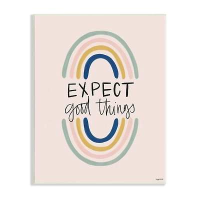 Stupell Industries Expect Good Things Phrase Double Rainbow Reflection Wall Plaque