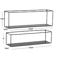 Black Metal Modern Wall Shelf, Set of 2 24", 23"