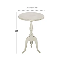 22" Silver Aluminum Traditional Accent Table