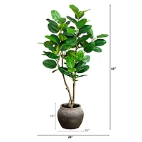 4ft. Artificial Audrey Ficus Tree in Rustic Decorative Planter