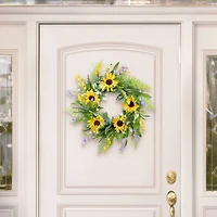 26" Artificial Sunflower Lavender Winter Jasmine Floral Spring Wreath