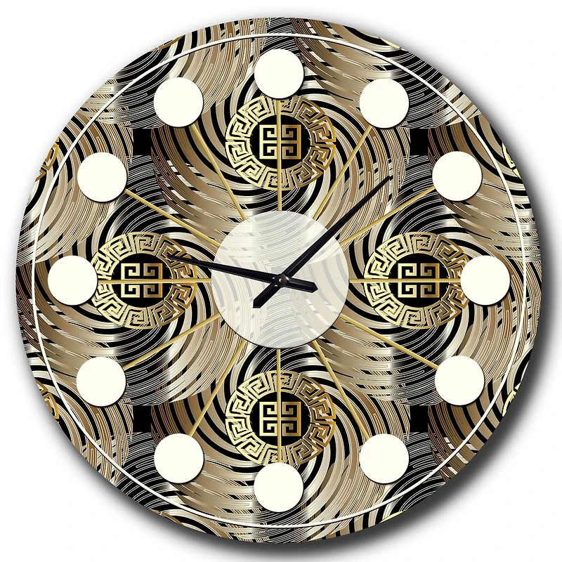 Designart 'Circular Geometric Retro Abstract I Mid-Century Modern Wall Clock