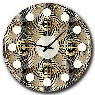 Designart 'Circular Geometric Retro Abstract I Mid-Century Modern Wall Clock