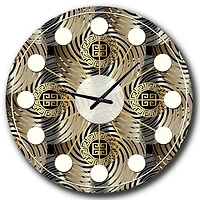 Designart 'Circular Geometric Retro Abstract I Mid-Century Modern Wall Clock