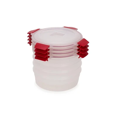 Joseph Joseph Nest Lock 8-piece Round Food Storage Container Set Red