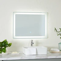 Clear Glass Modern LED Mirror, 32" x 1" x 24"