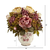 16" Pink & Cream Peony Arrangement in Floral Vase