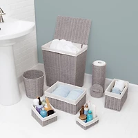 Honey Can Do Gray 7 Piece Twisted Paper Rope Woven Bathroom Storage Basket Set