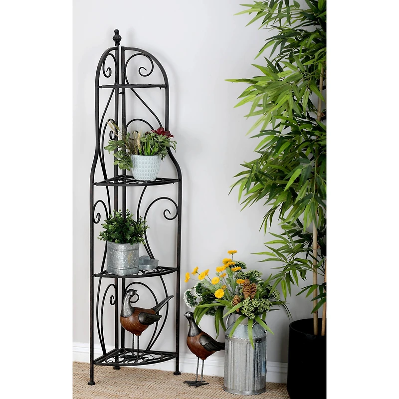 60" Black Iron Traditional Baker's Rack