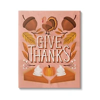 Stupell Industries Give Thanks Botanical Pumpkin Desserts Canvas Wall Art