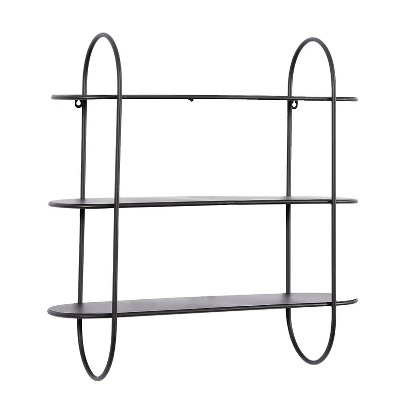 Black Iron Modern Wall Shelves, 28" x 28" x 8"