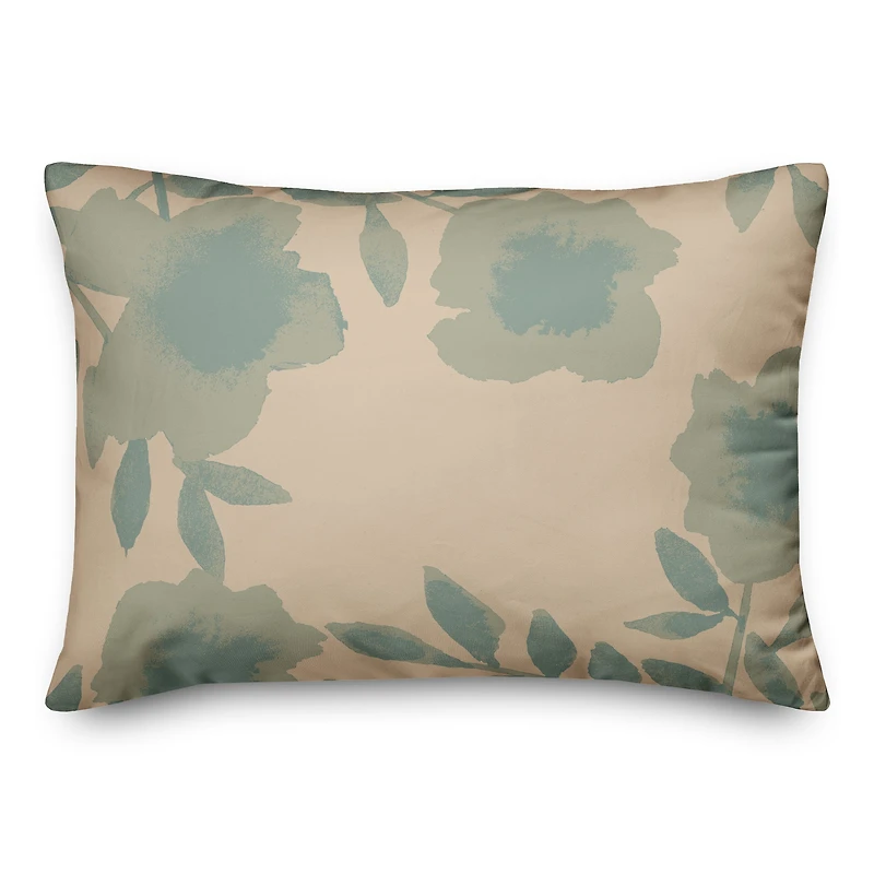 Teal Cream Florals Throw Pillow