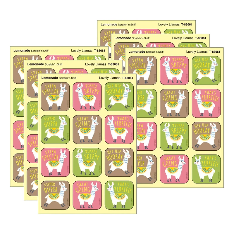 TREND Enterprises® Lovely Llamas, Lemonade Scent Scratch 'n Sniff Stinky Stickers®, 48 Per Pack, 6 Packs total of 288