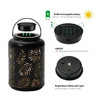 Glitzhome® 8.5" Leaf Cutout Solar Powered Hanging Lantern