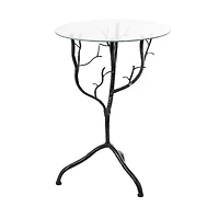 22" Metal Branch Accent Table with Glass Top