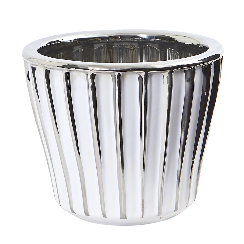 5" White Vase with Silver Trimming