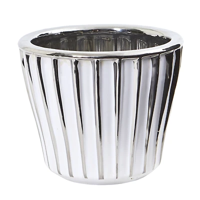 5" White Vase with Silver Trimming