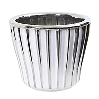 5" White Vase with Silver Trimming