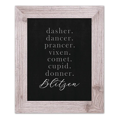 14" Reindeer Names Western White Framed Print