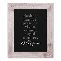 14" Reindeer Names Western White Framed Print