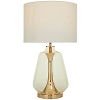 CosmoLiving by Cosmopolitan Gold Glass Transparent Base Table Lamp with Drum Shade 15" x 15" x 24"