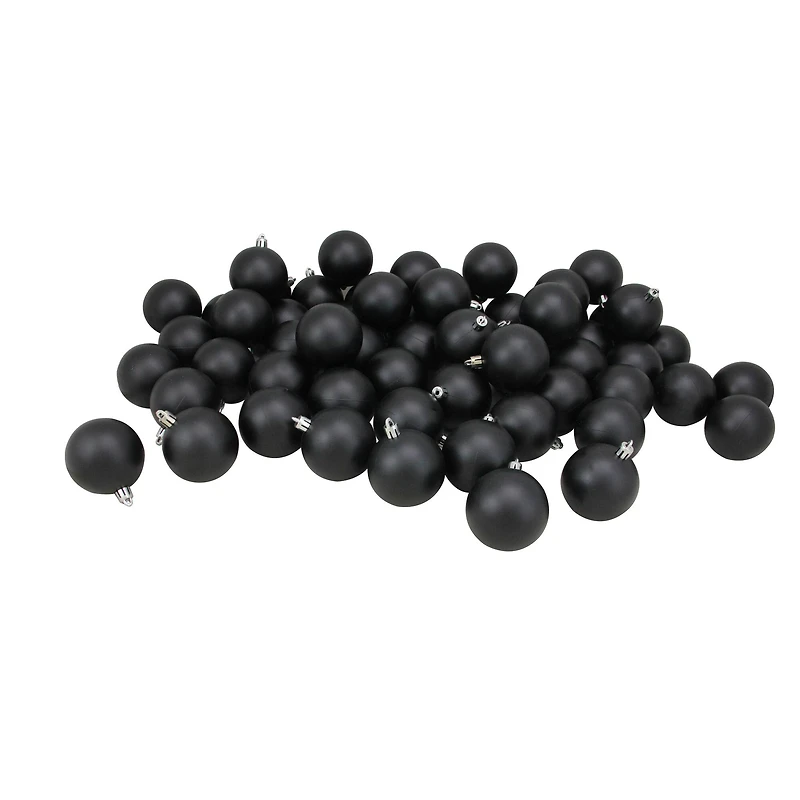 60ct Shiny Jet Black Shatterproof Ball Ornaments
