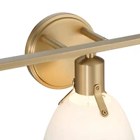 Hello Honey® 24" Cooper White & Gold Metal 3-Light Vanity Light with Etched Glass Shades