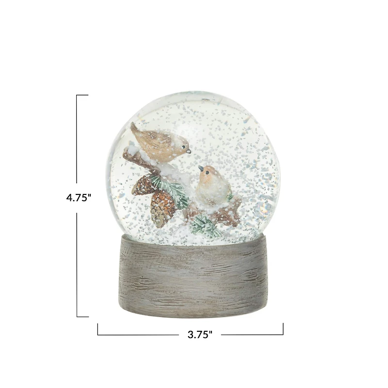 Hello Honey® 4.75" Birds on Twig Snow Globe
