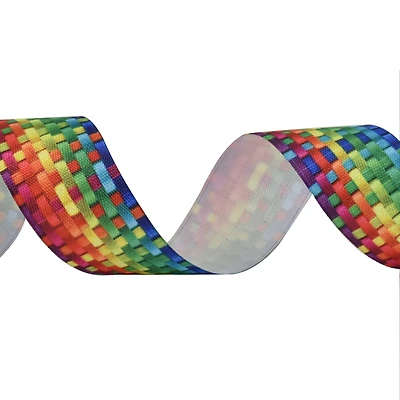 1.5" x 3yd. Grosgrain Wired Rainbow Weave Ribbon by Celebrate It®