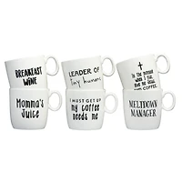 Hello Honey® Assorted Black & White Stoneware Mug with Saying Set