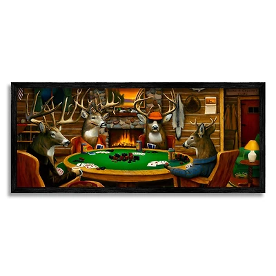 Stupell Industries Deer Animals Playing Poker Table Cabin Lodge Framed Giclee Art