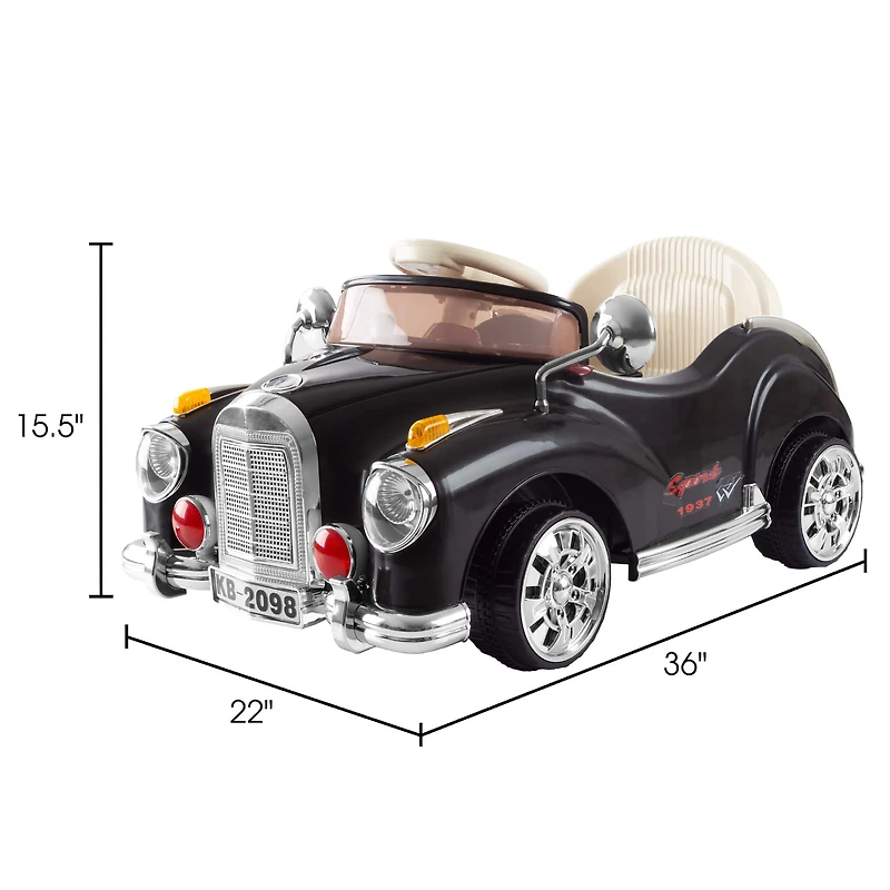 Toy Time Black Battery Powered Ride-On Classic Coupe Car