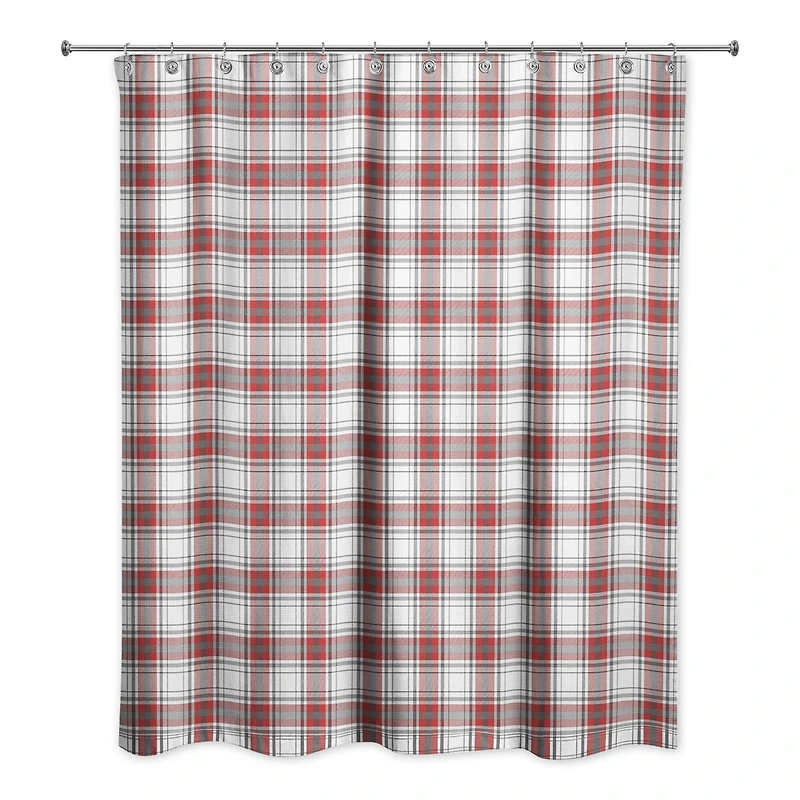 Red & Gray Plaid Shower Curtain