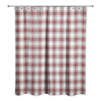 Red & Gray Plaid Shower Curtain