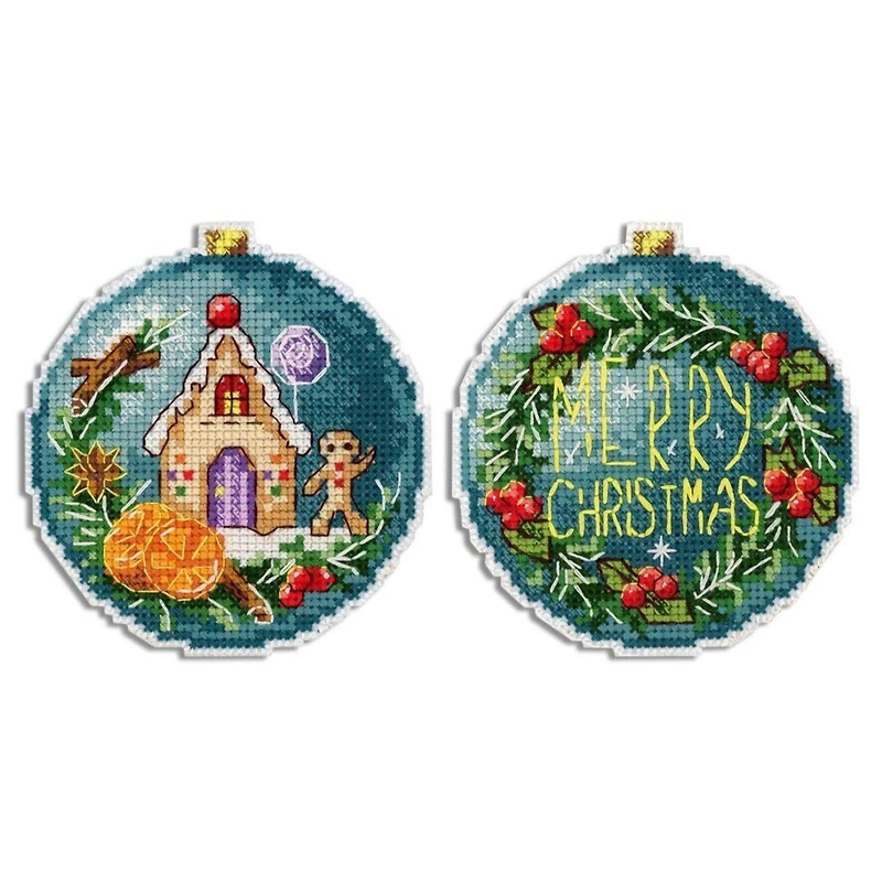 MP Studia Christmas Ball Gingerbread House Plastic Canvas Counted Cross Stitch Kit