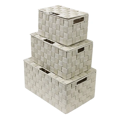 Sorbus 3-Piece Woven Basket with Lid Set