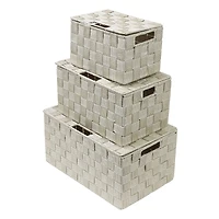 Sorbus 3-Piece Woven Basket with Lid Set