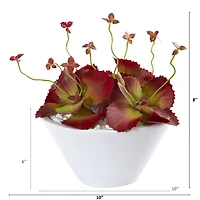 8" Burgundy Succulent Artificial Plant in White Bowl