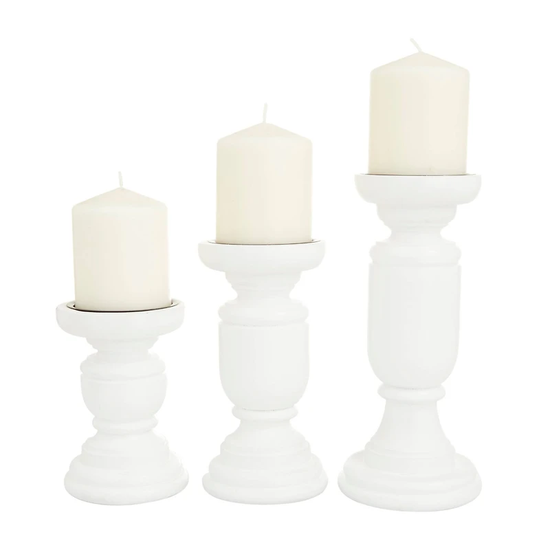 White French Country Candle Holder Set