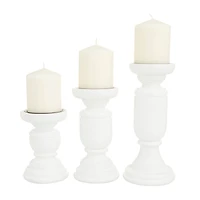 White French Country Candle Holder Set