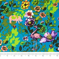 SINGER Teal Flamingo Flowers Cotton Fabric
